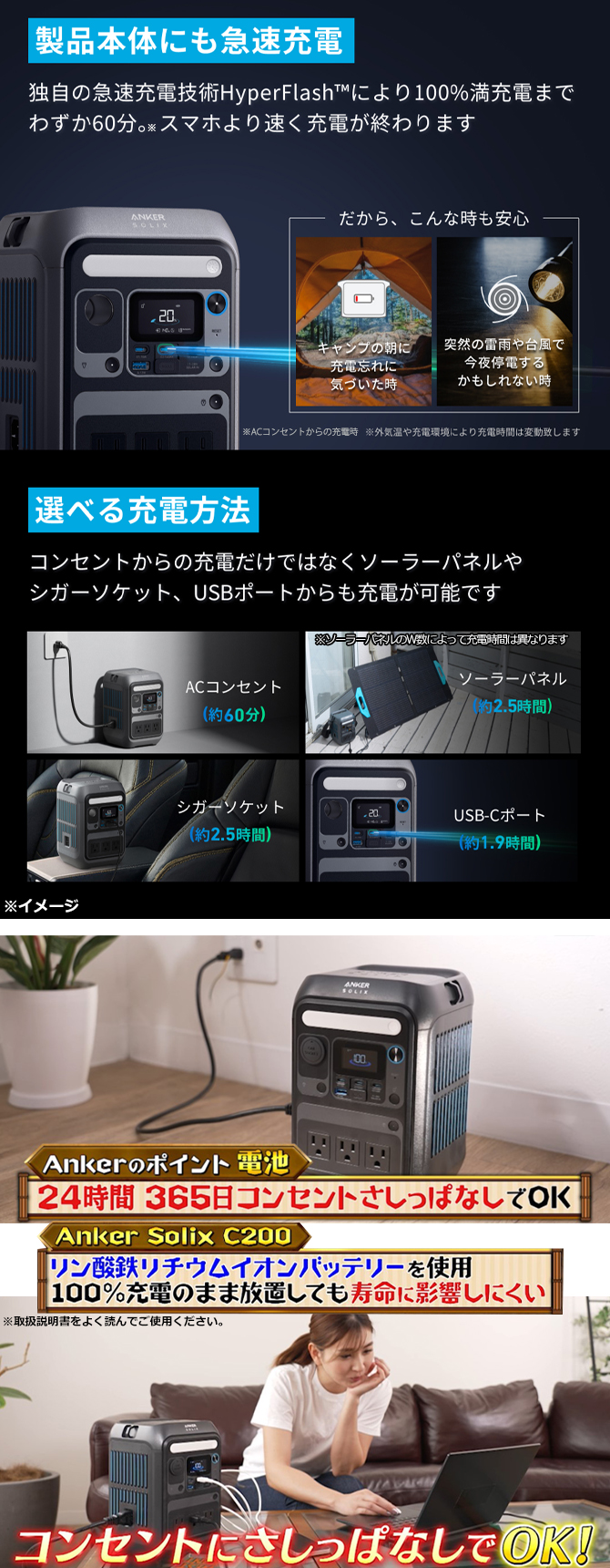 アンカー独自の急速充電機能
