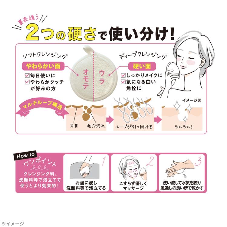 ループオーシャンタオル2枚&洗顔パフ1個セット／あかすりタオル